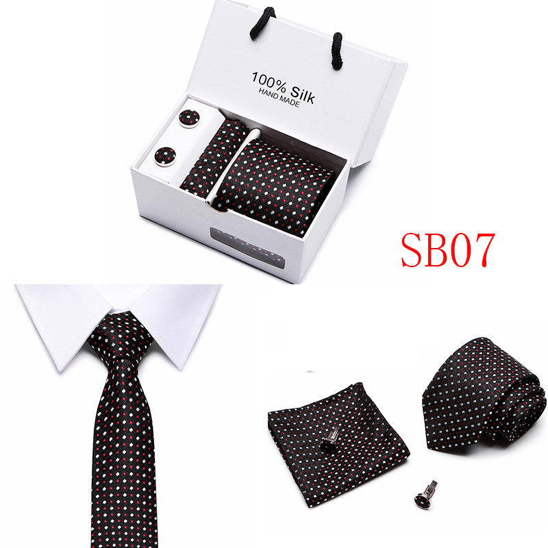 Lot 5 Pcs Men Business suits Tie Handkerchief Classic Men&apos;s Necktie Pocket Square Set Wedding tie