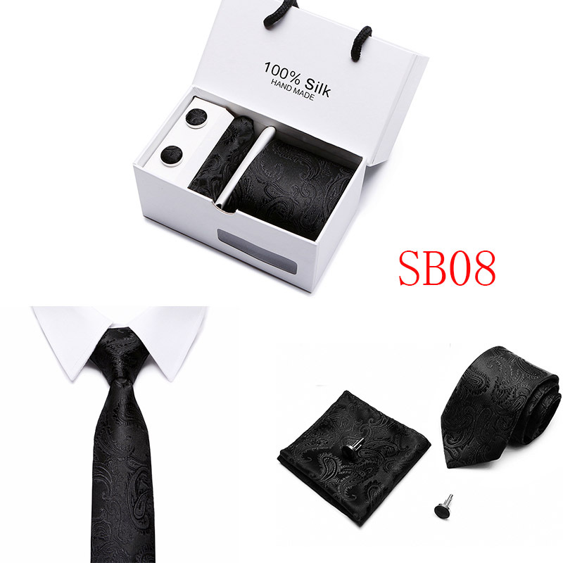Lot 5 Pcs Men Business suits Tie Handkerchief Classic Men&apos;s Necktie Pocket Square Set Wedding tie