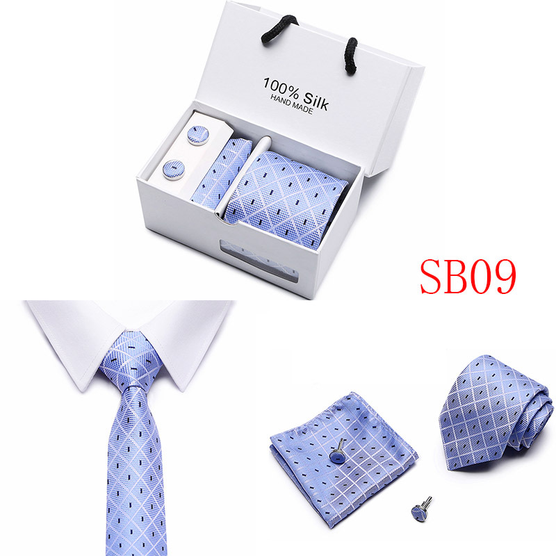 Lot 5 Pcs Men Business suits Tie Handkerchief Classic Men&apos;s Necktie Pocket Square Set Wedding tie