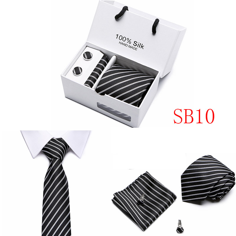 Lot 5 Pcs Men Business suits Tie Handkerchief Classic Men&apos;s Necktie Pocket Square Set Wedding tie