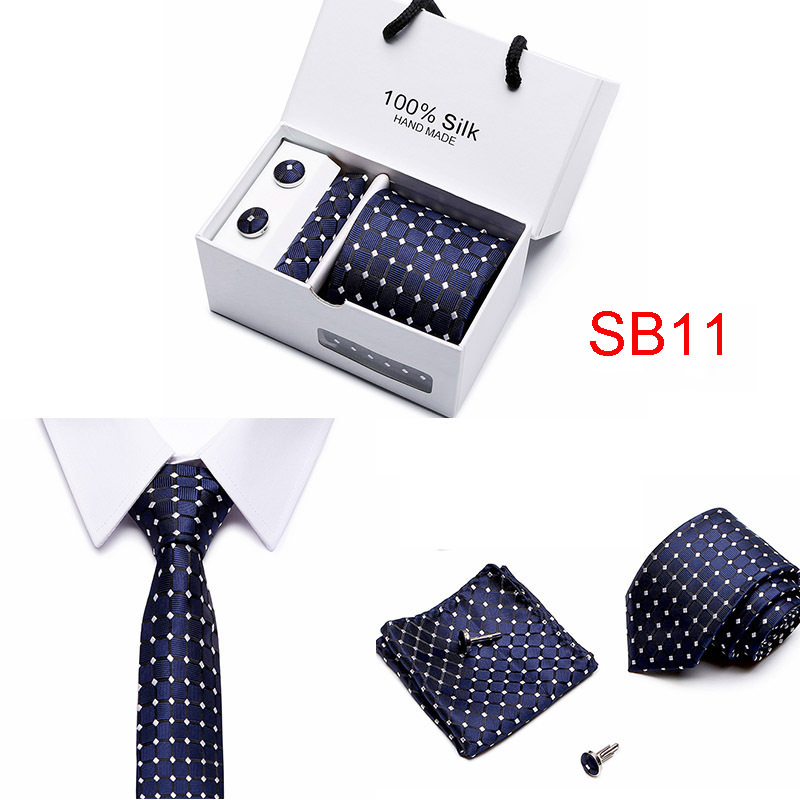 Lot 5 Pcs Men Business suits Tie Handkerchief Classic Men&apos;s Necktie Pocket Square Set Wedding tie