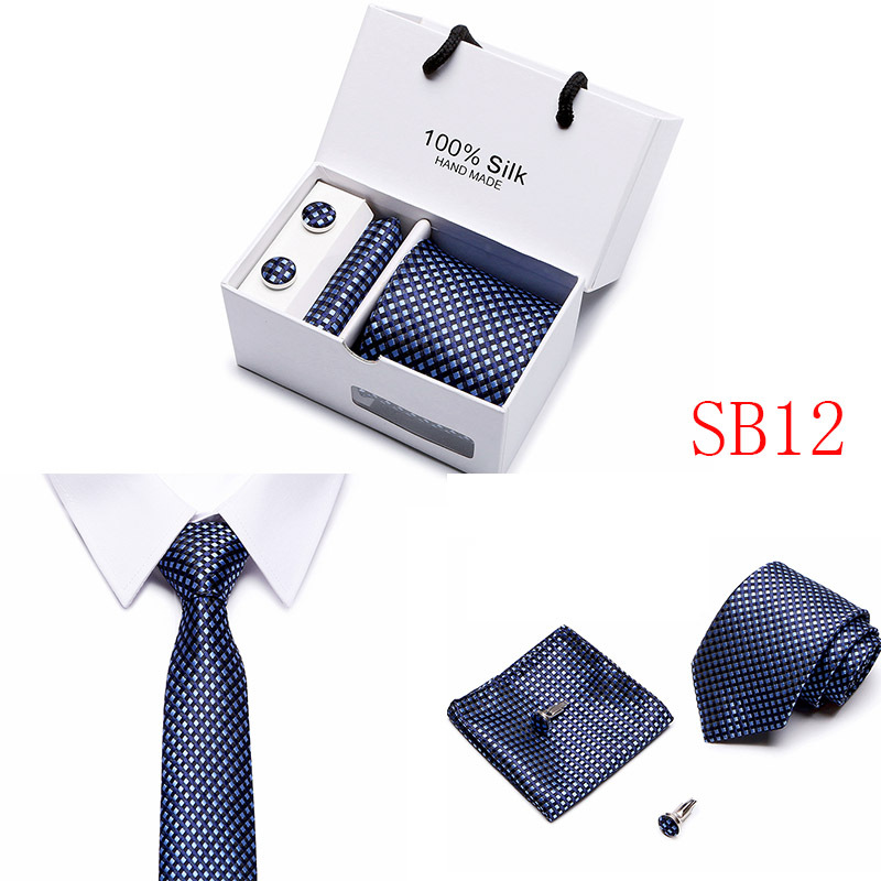 Lot 5 Pcs Men Business suits Tie Handkerchief Classic Men&apos;s Necktie Pocket Square Set Wedding tie