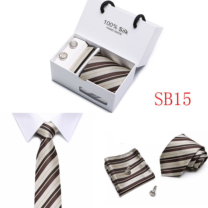 Lot 5 Pcs Men Business suits Tie Handkerchief Classic Men&apos;s Necktie Pocket Square Set Wedding tie