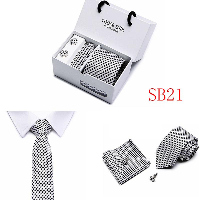 5 Pcs/set Men Business suits Tie Handkerchief Classic Men's Necktie  Pocket Square Set Wedding tie