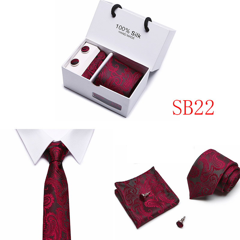 5 Pcs/set Men Business suits Tie Handkerchief Classic Men's Necktie  Pocket Square Set Wedding tie