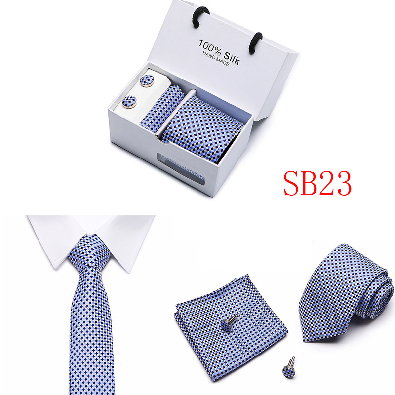 5 Pcs/set Men Business suits Tie Handkerchief Classic Men's Necktie  Pocket Square Set Wedding tie