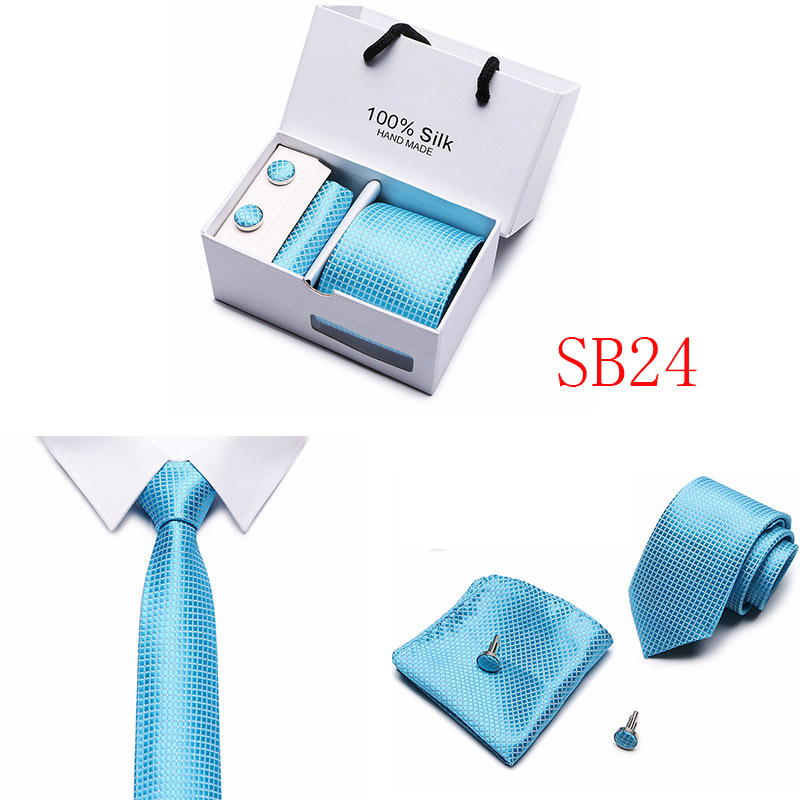 5 Pcs/set Men Business suits Tie Handkerchief Classic Men's Necktie  Pocket Square Set Wedding tie