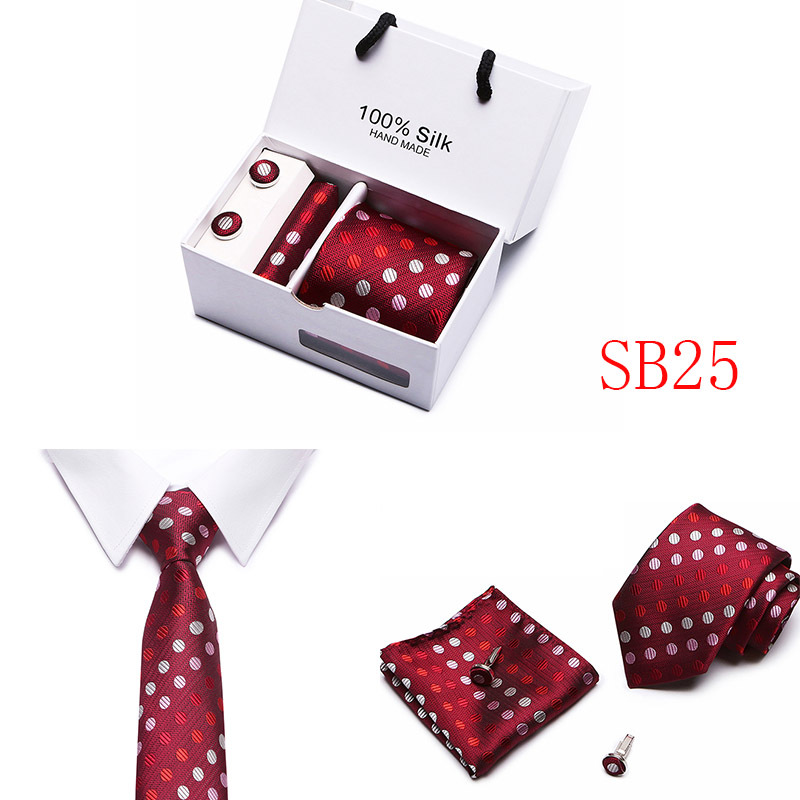 5 Pcs/set Men Business suits Tie Handkerchief Classic Men's Necktie  Pocket Square Set Wedding tie