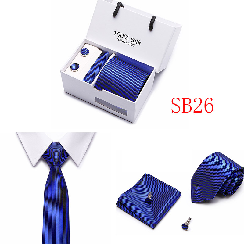 5 Pcs/set Men Business suits Tie Handkerchief Classic Men's Necktie  Pocket Square Set Wedding tie