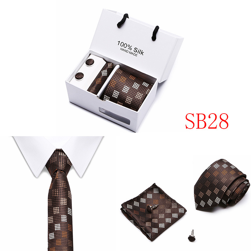 5 Pcs/set Men Business suits Tie Handkerchief Classic Men's Necktie  Pocket Square Set Wedding tie