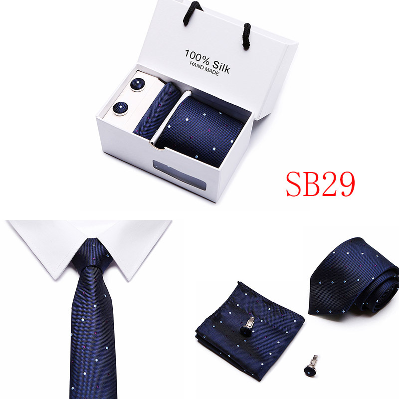 5 Pcs/set Men Business suits Tie Handkerchief Classic Men's Necktie  Pocket Square Set Wedding tie