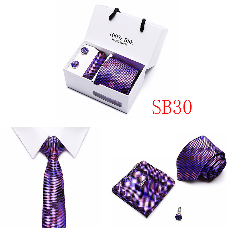 5 Pcs/set Men Business suits Tie Handkerchief Classic Men's Necktie  Pocket Square Set Wedding tie