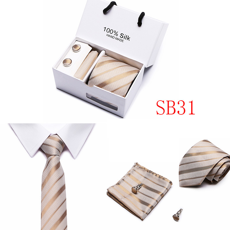 5 Pcs/set Men Business suits Tie Handkerchief Classic Men's Necktie  Pocket Square Set Wedding tie