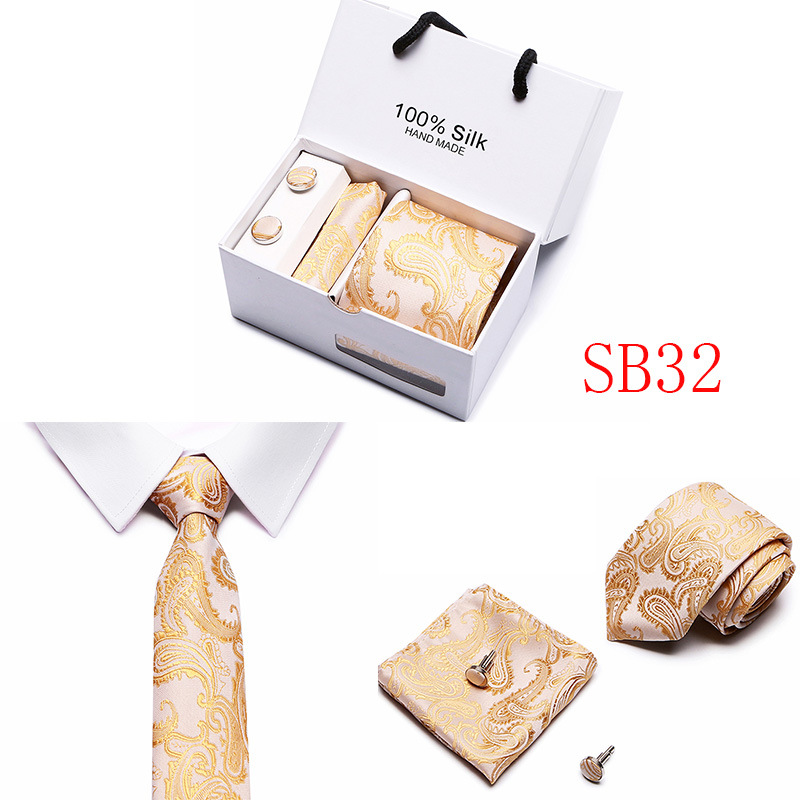 5 Pcs/set Men Business suits Tie Handkerchief Classic Men's Necktie  Pocket Square Set Wedding tie