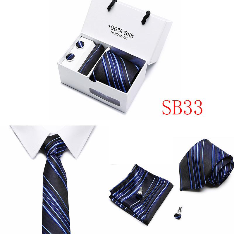 5 Pcs/set Men Business suits Tie Handkerchief Classic Men's Necktie  Pocket Square Set Wedding tie