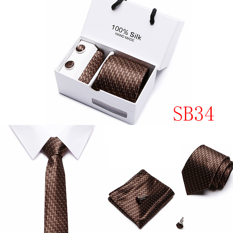 5 Pcs/set Men Business suits Tie Handkerchief Classic Men's Necktie  Pocket Square Set Wedding tie