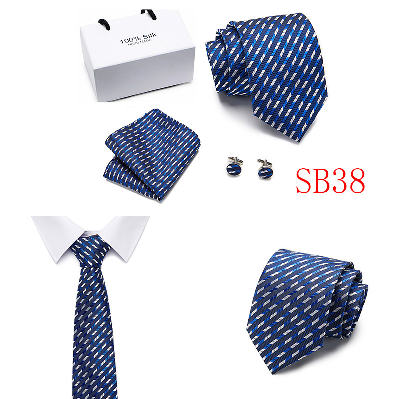 5 Pcs/set Men Business suits Tie Handkerchief Classic Men's Necktie  Pocket Square Set Wedding tie