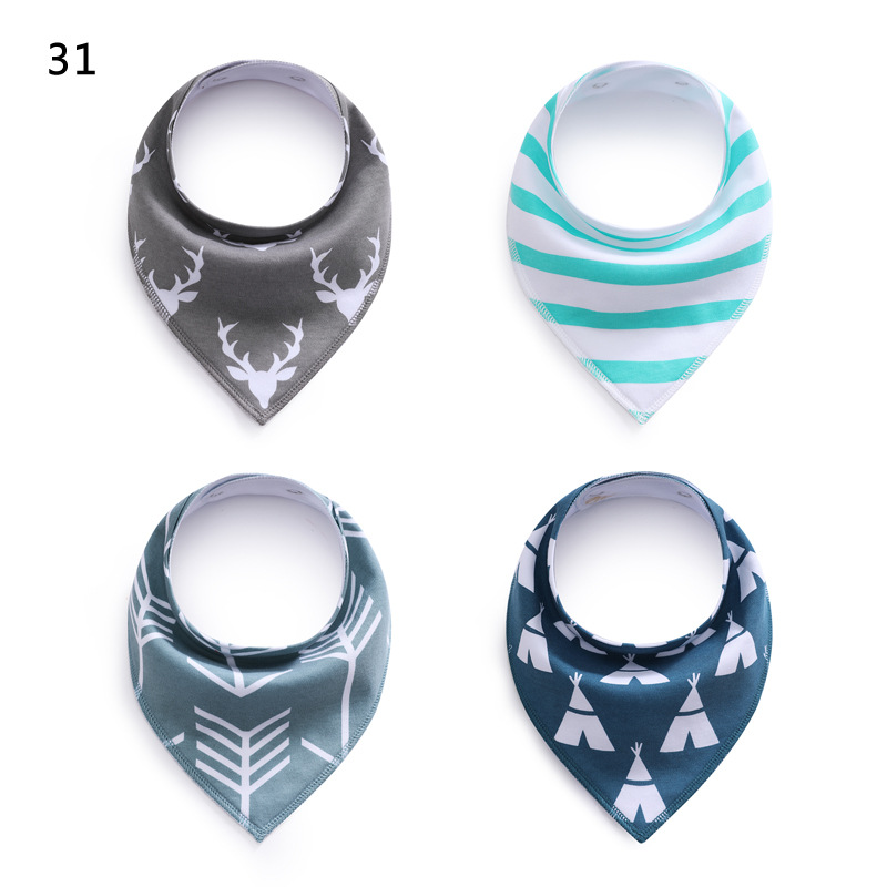 4PCS/set cotton triangle saliva towel baby bib Bandana Dribble Drool Bibs for Boys Girls
