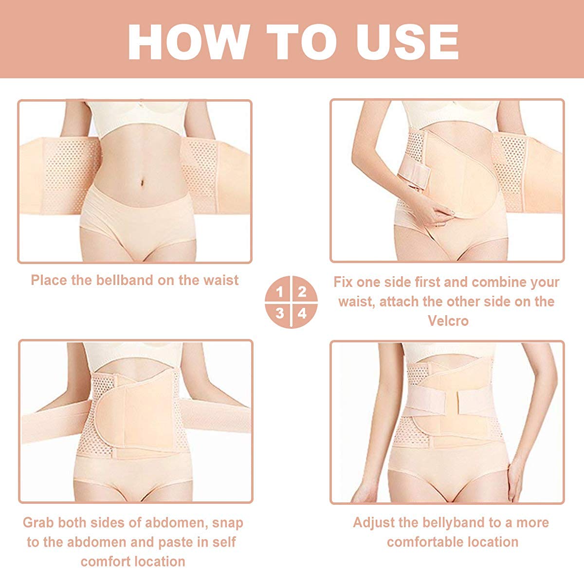 Postpartum Support Recovery Belly Belt Body Shaper Corset Belt with High Elastic for Women