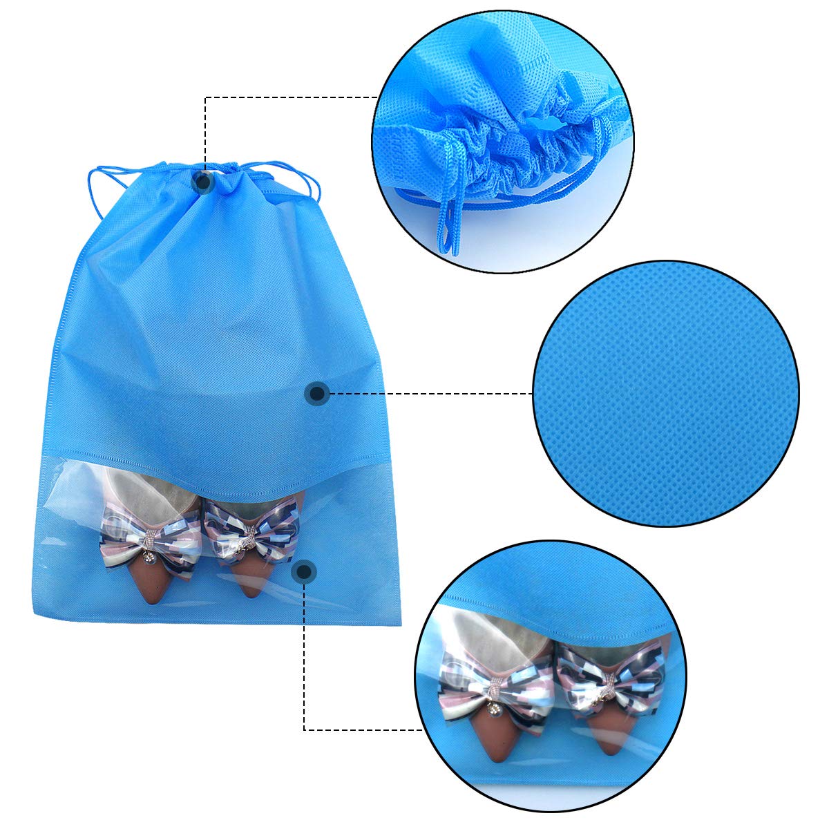 10 Pcs Travel Shoes Bag, Portable Shoe Organizer Pouch Drawstring Non-Woven Shoe Storage Bag