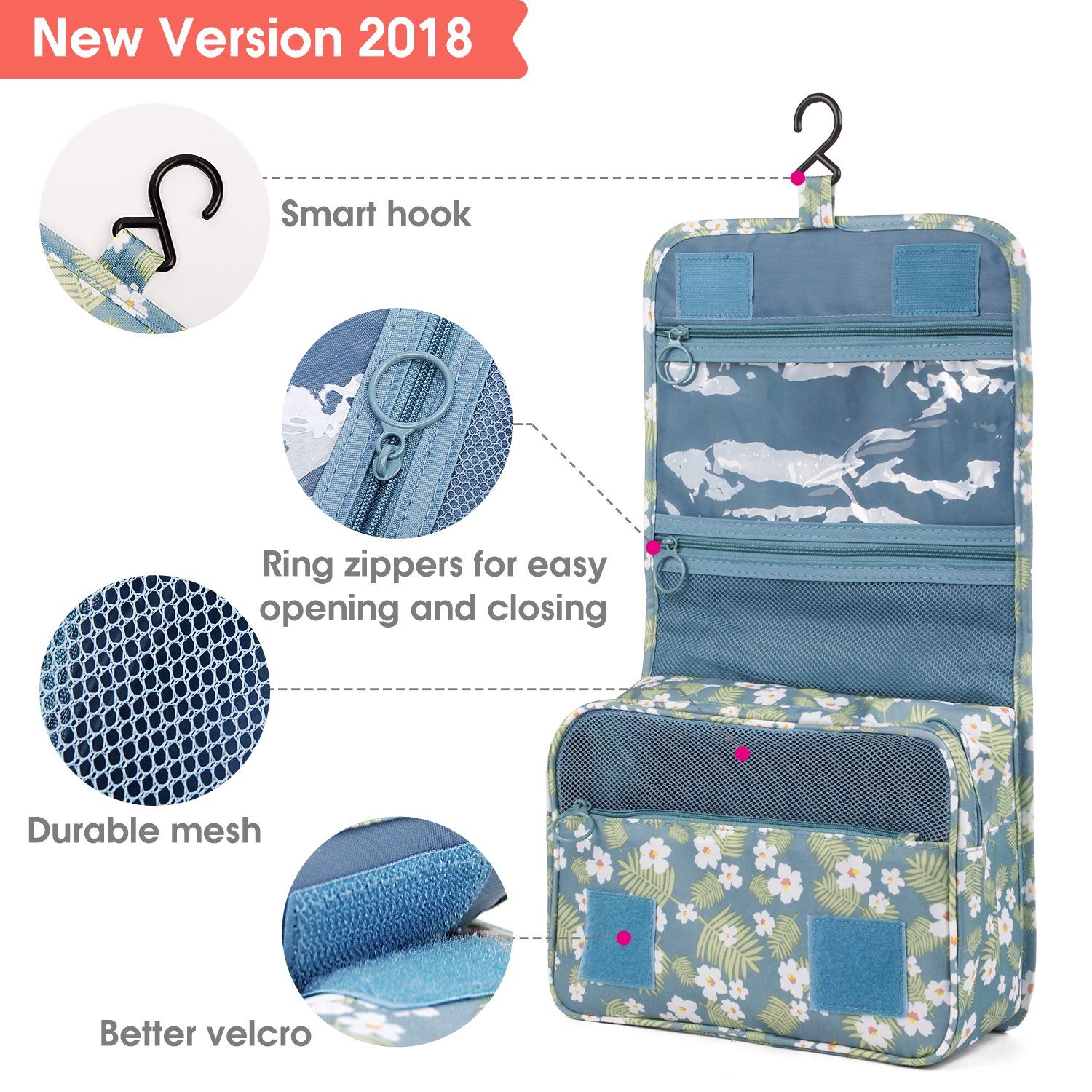 Travel Hanging Toiletry Wash Bag Makeup Cosmetic Organizer for Women Girls Kids Waterproof