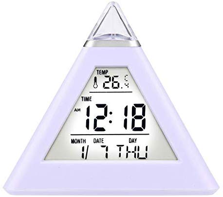 7 LED Pyramid Colour Changing Digital Colorful Alarm Clock