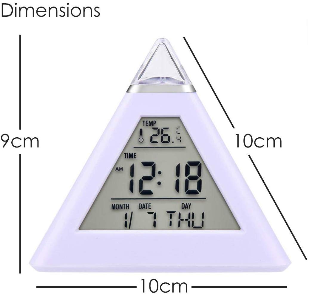 7 LED Pyramid Colour Changing Digital Colorful Alarm Clock