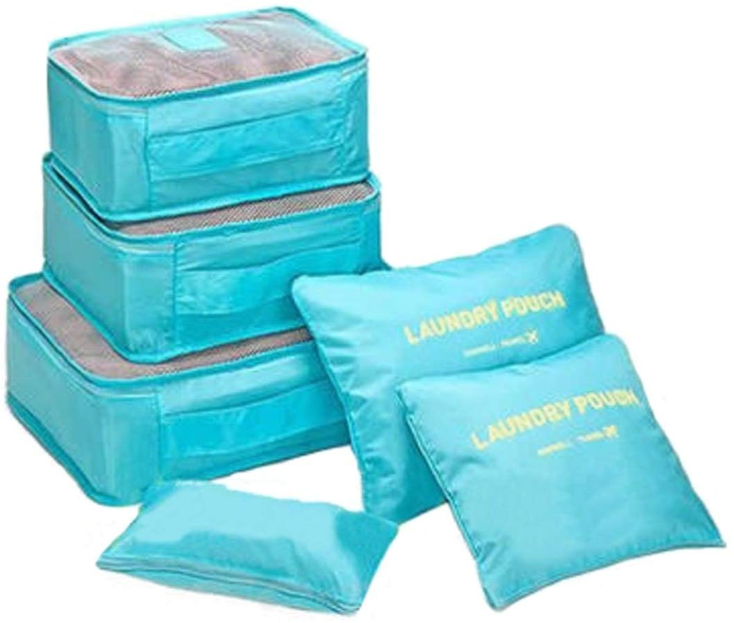 6PCS Packing Cubes Value Set for Travel Luggage Organiser Bag Compression Pouches Clothes Suitcase