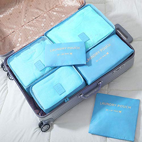 6PCS Packing Cubes Value Set for Travel Luggage Organiser Bag Compression Pouches Clothes Suitcase