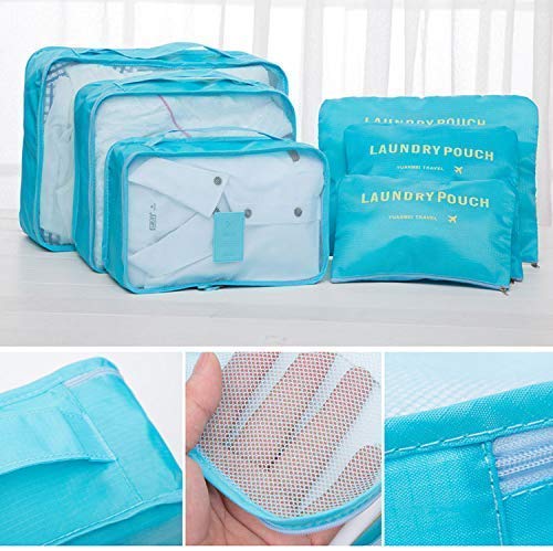 6PCS Packing Cubes Value Set for Travel Luggage Organiser Bag Compression Pouches Clothes Suitcase