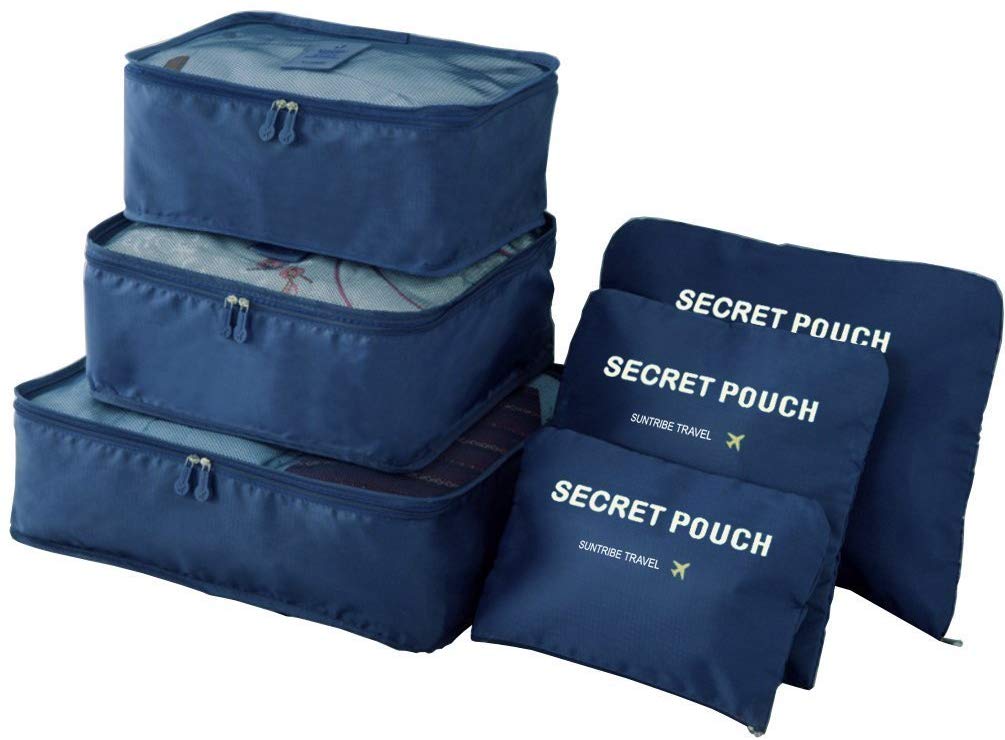 6PCS Packing Cubes Value Set for Travel Luggage Organiser Bag Compression Pouches Clothes Suitcase