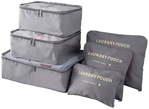 6PCS Packing Cubes Value Set for Travel Luggage Organiser Bag Compression Pouches Clothes Suitcase