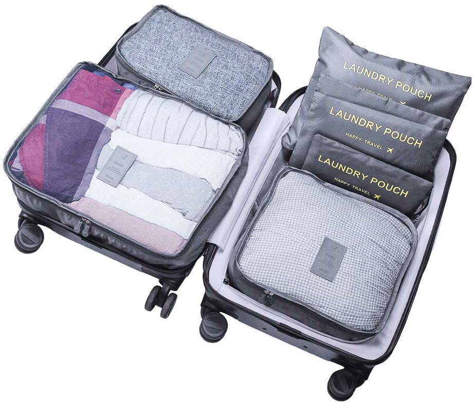 6PCS Packing Cubes Value Set for Travel Luggage Organiser Bag Compression Pouches Clothes Suitcase