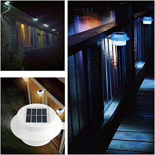 Outdoor Solar Powered Fence Gutter Lights, 3-LED Walllight Wall Path Landscape Mount Garden Lamp
