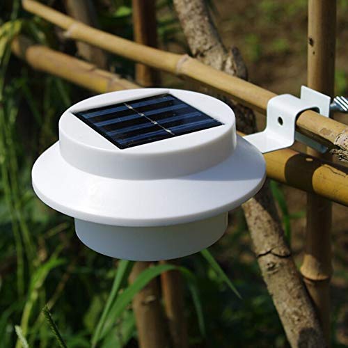 Outdoor Solar Powered Fence Gutter Lights, 3-LED Walllight Wall Path Landscape Mount Garden Lamp