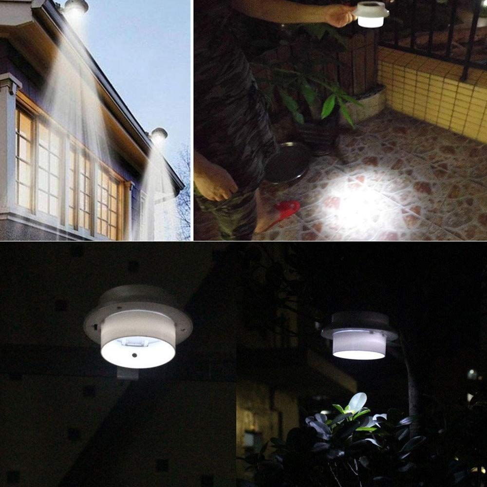 Outdoor Solar Powered Fence Gutter Lights, 3-LED Walllight Wall Path Landscape Mount Garden Lamp