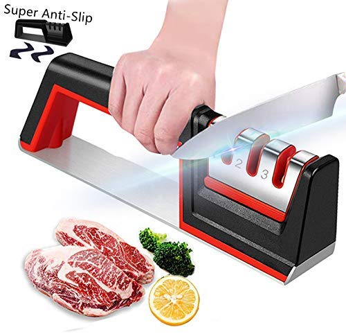 Kitchen Knife Sharpener, Knife Sharpening Tool with Anti Slip Bas