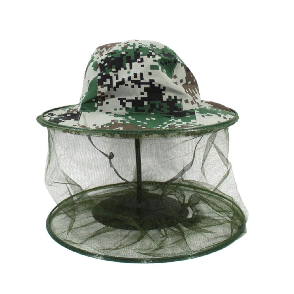 Mosquito Head Net,Camouflage Cap Mesh Hood Anti Mosquito Fly Bee Bug Insect Fishing Camping Hats