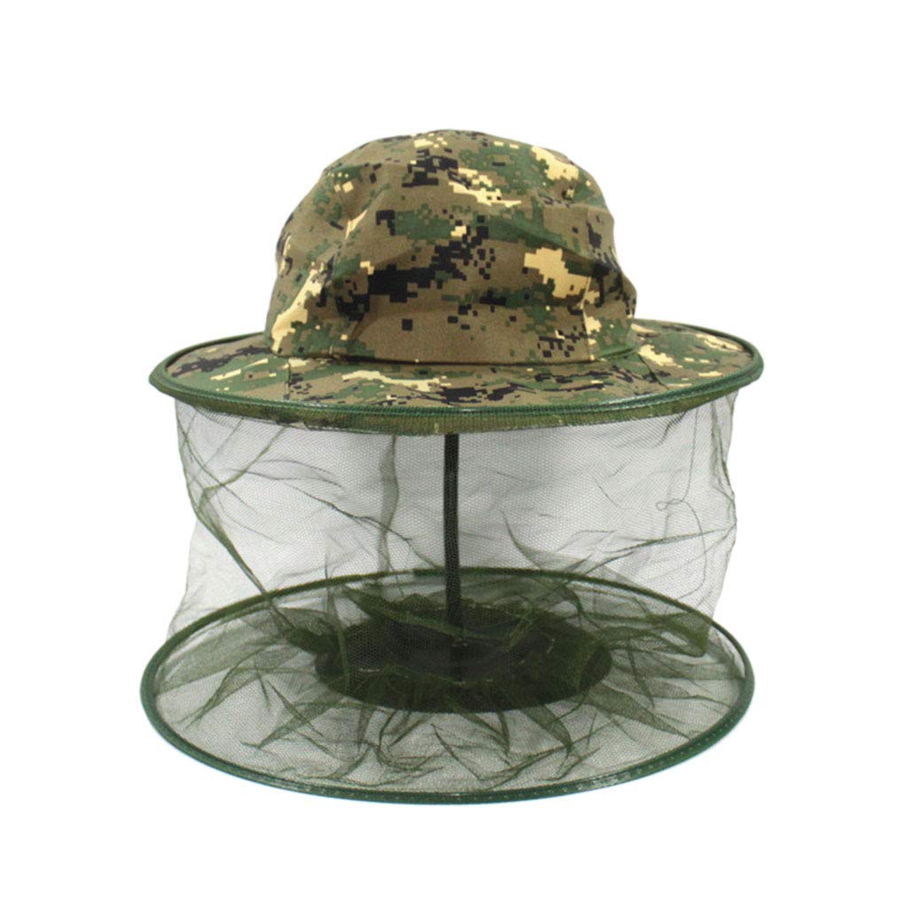 Mosquito Head Net,Camouflage Cap Mesh Hood Anti Mosquito Fly Bee Bug Insect Fishing Camping Hats