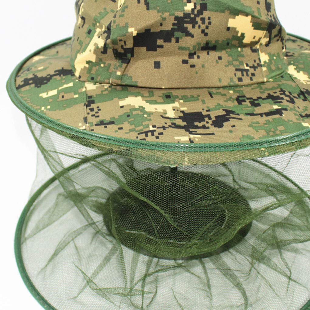 Mosquito Head Net,Camouflage Cap Mesh Hood Anti Mosquito Fly Bee Bug Insect Fishing Camping Hats