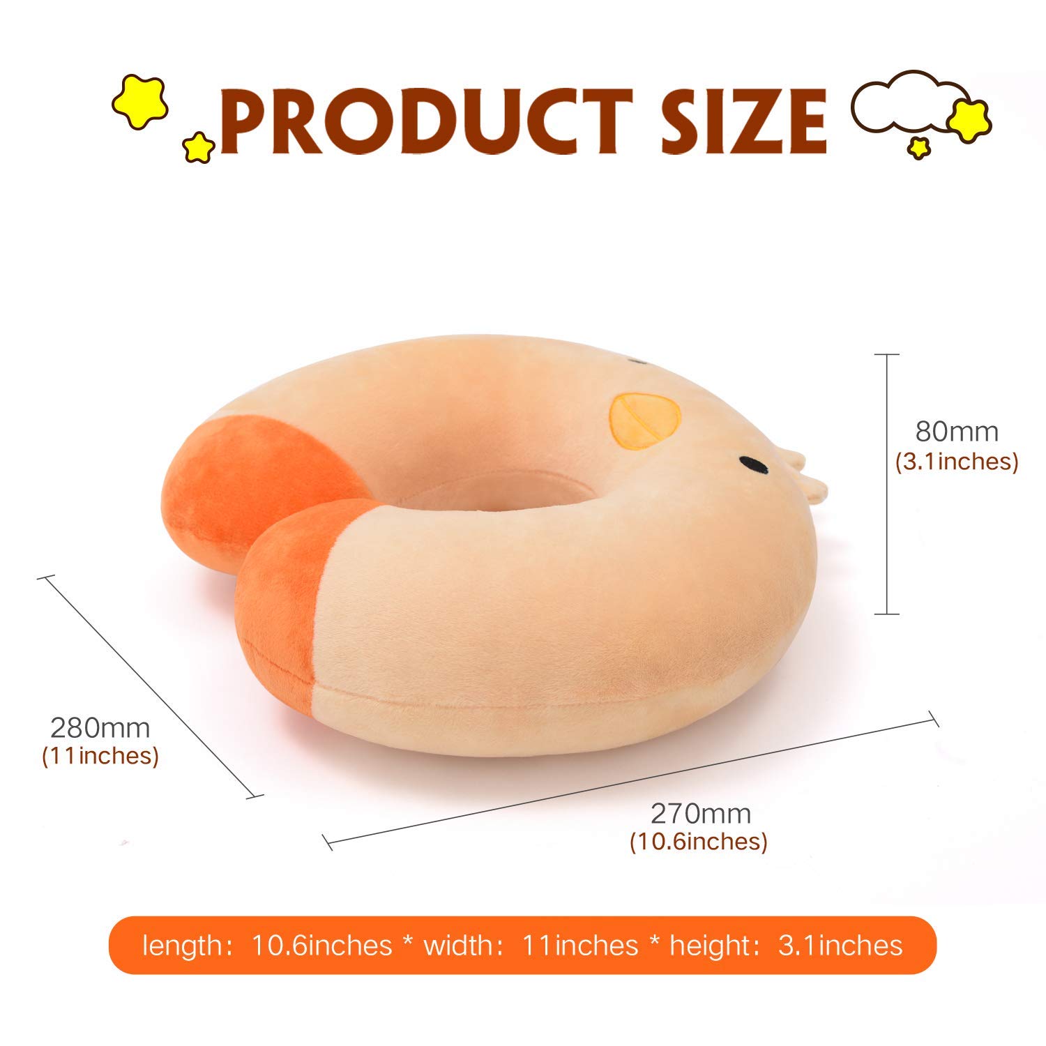 Kids Travel Pillow Children Neck Pillow Chin &amp; Neck Support Cushion with Animal Super Soft Cover
