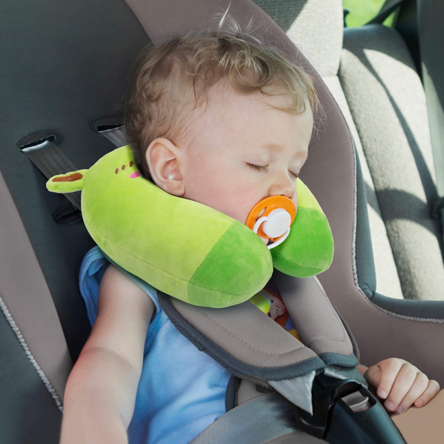 Kids Travel Pillow Children Neck Pillow Chin &amp; Neck Support Cushion with Animal Super Soft Cover