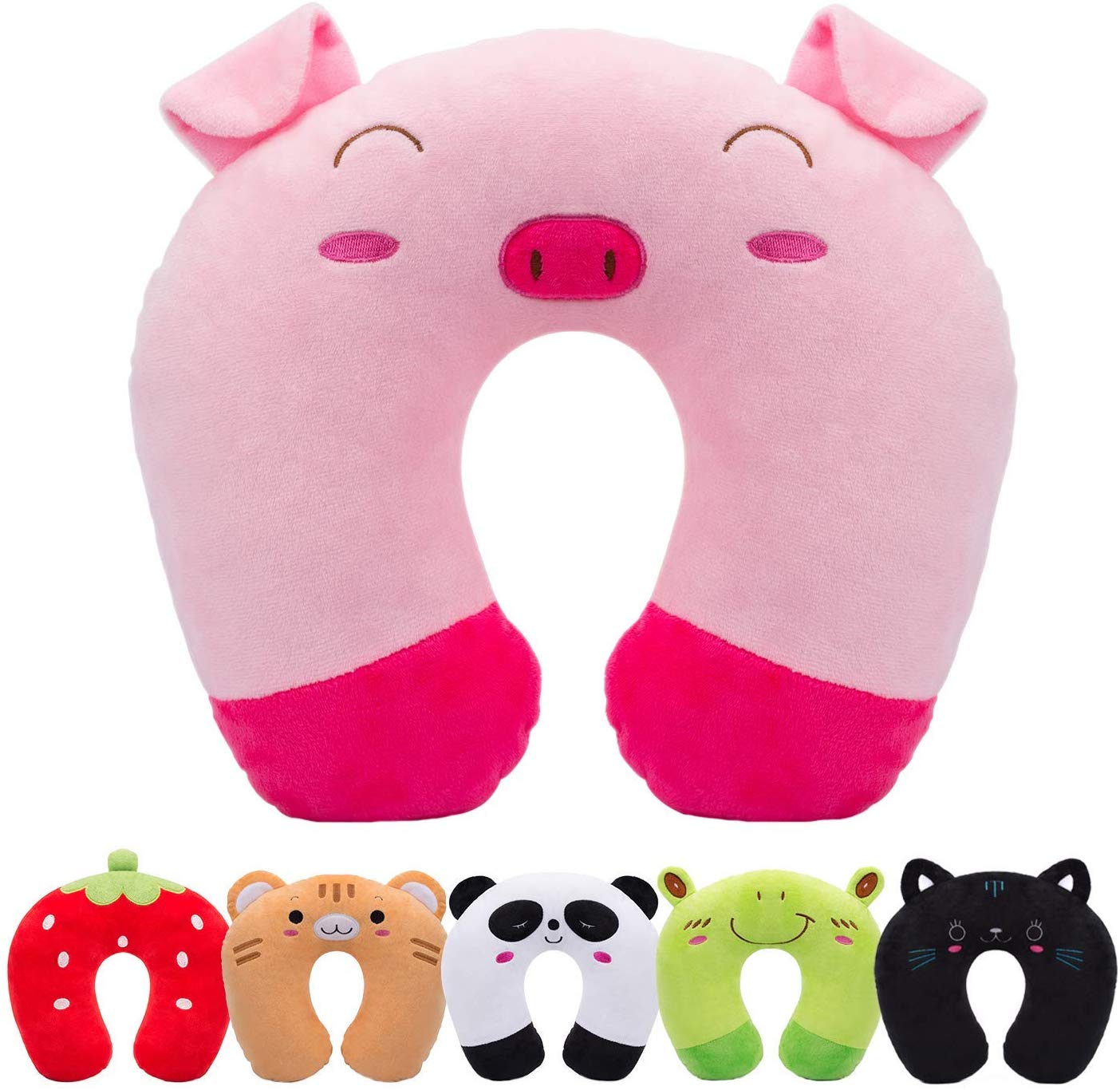 Kids Travel Pillow Children Neck Pillow Chin &amp; Neck Support Cushion with Animal Super Soft Cover
