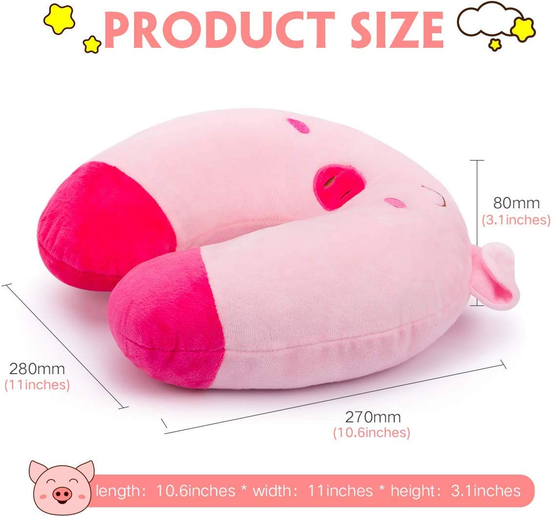 Kids Travel Pillow Children Neck Pillow Chin &amp; Neck Support Cushion with Animal Super Soft Cover