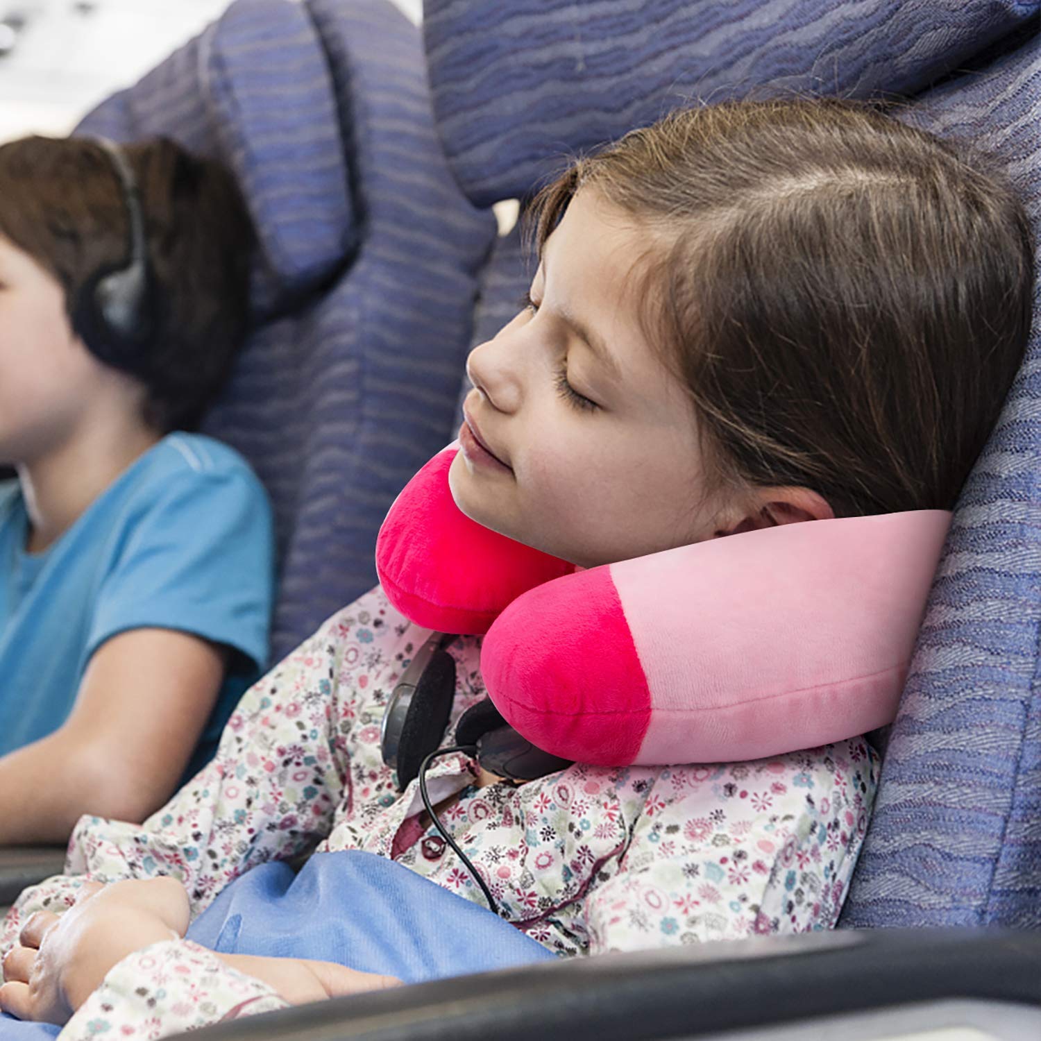 Kids Travel Pillow Children Neck Pillow Chin &amp; Neck Support Cushion with Animal Super Soft Cover