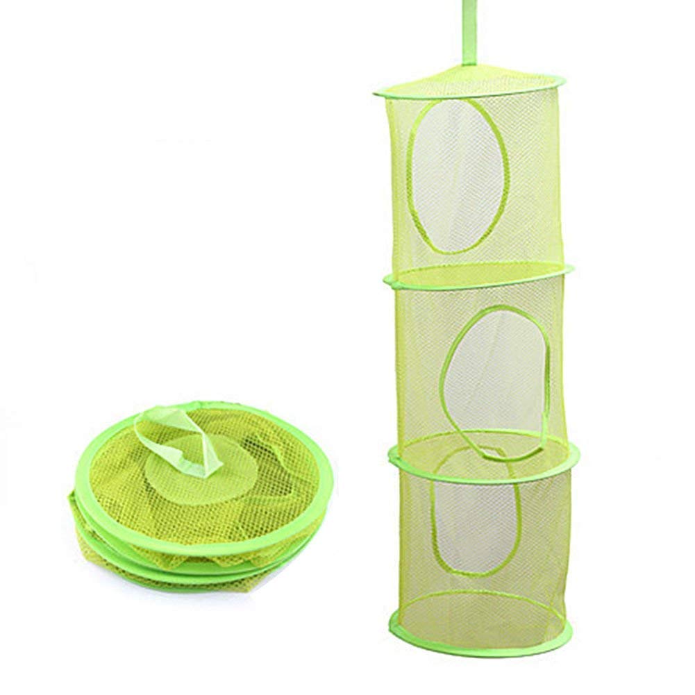 1 Piece Foldable Mesh Basket Hanging Storage 3 Compartments Sorter Laundry Toys Shoes