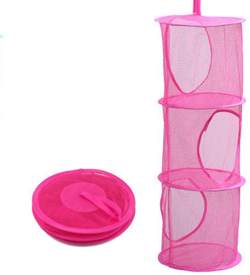 1 Piece Foldable Mesh Basket Hanging Storage 3 Compartments Sorter Laundry Toys Shoes