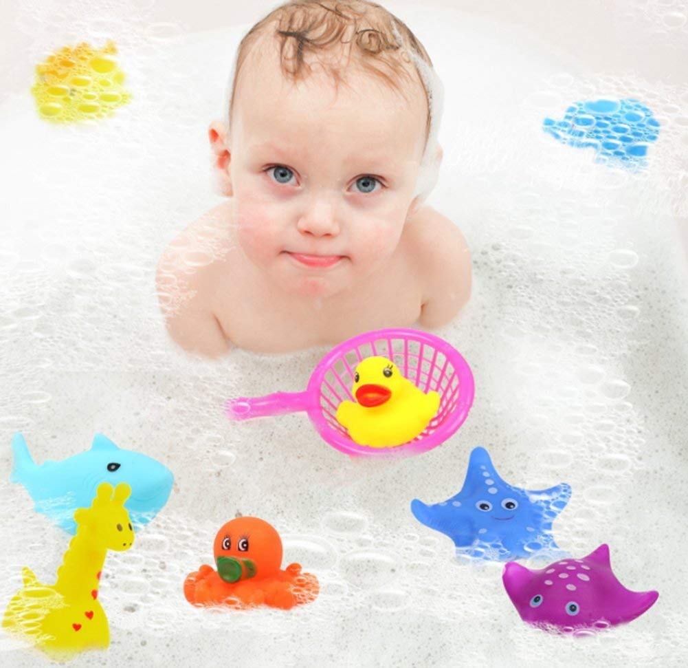 10Pcs Bath Toys Baby Squirters Toys Bath Fishing Game Little Ocean Animals Floating Bath Toy