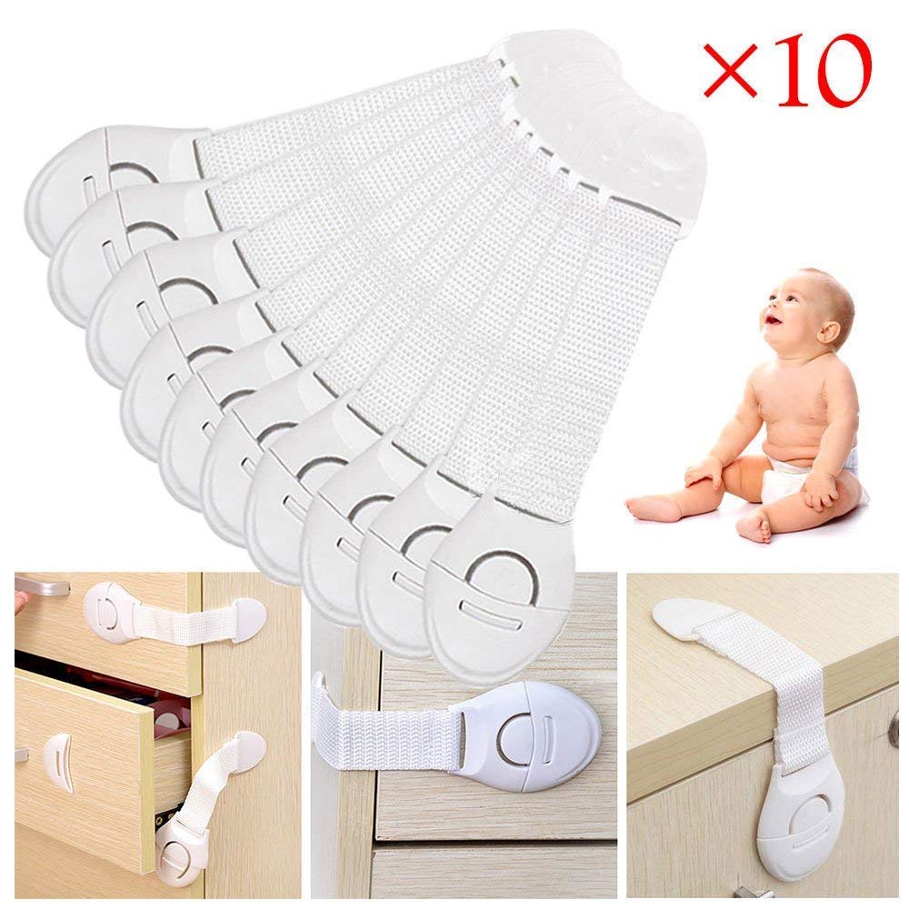 Adjustable Child Safety Lock,10 pcs Baby Proof Your Cabinets with No Trapped Fingers