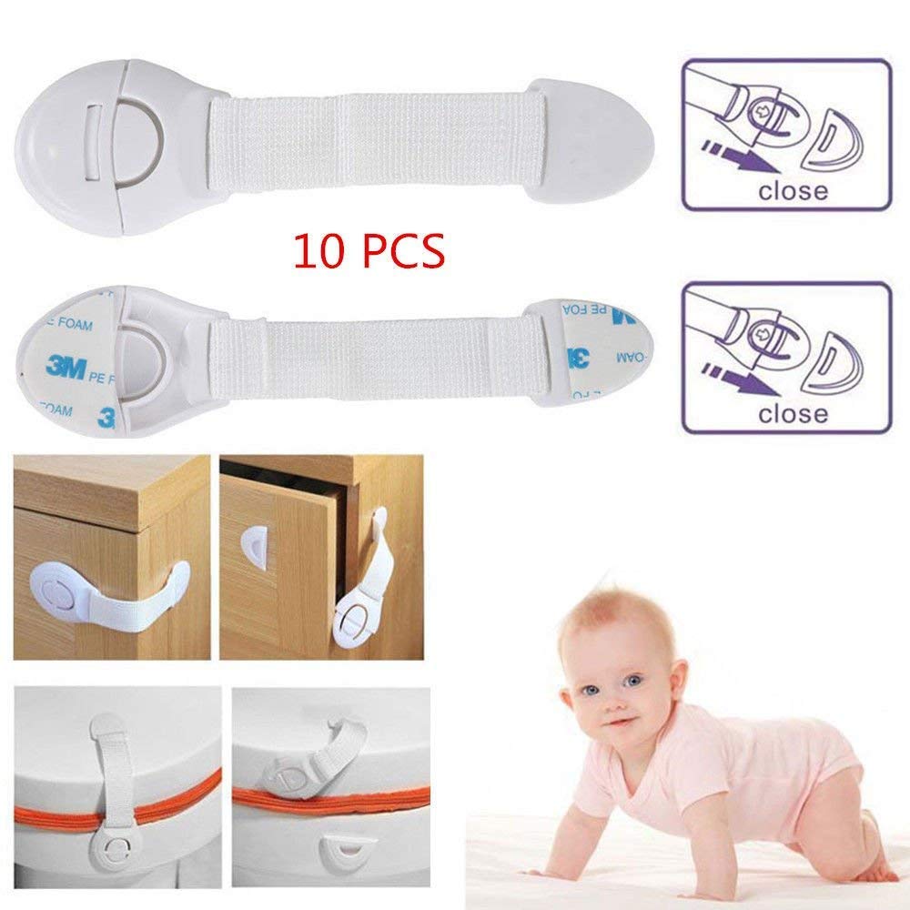 Adjustable Child Safety Lock,10 pcs Baby Proof Your Cabinets with No Trapped Fingers